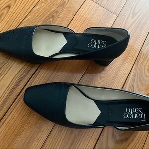 Franco Sarto Black Flats with Pointed Toe and Textured Finish